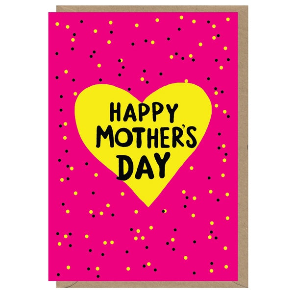 Happy Mothers Day Neon Heart Card