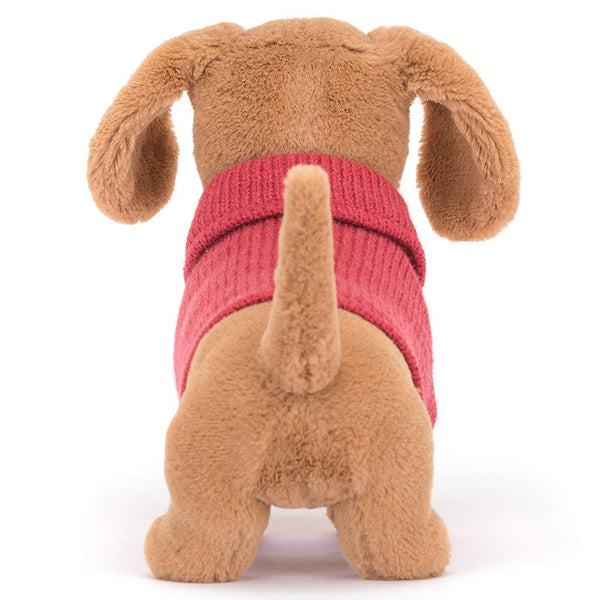 Jellycat Sweater Sausage Dog Pink - Paper Tiger