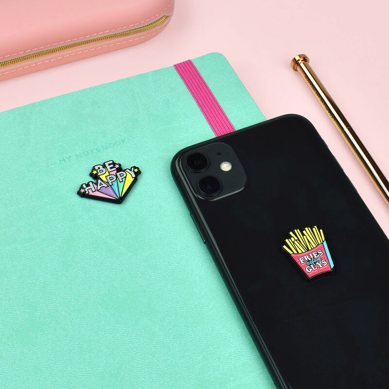 Cutie Set of 2 Metal Stickers - Be Happy