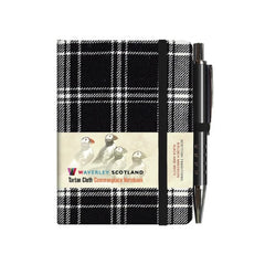 Mini Tartan Notebook with Pen - Black and White