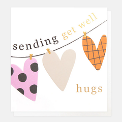 Sending Get Well Soon Hugs Washing Line Card
