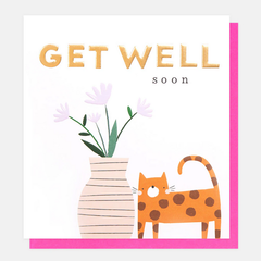 Get Well Soon Cat & Vase Card