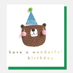 Wonderful Birthday Bear Pom Pom Card