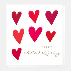 Happy Anniversary Red Hearts Card