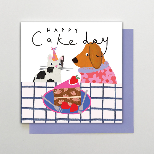 Happy Cake Day Cat and Dog Birthday Card