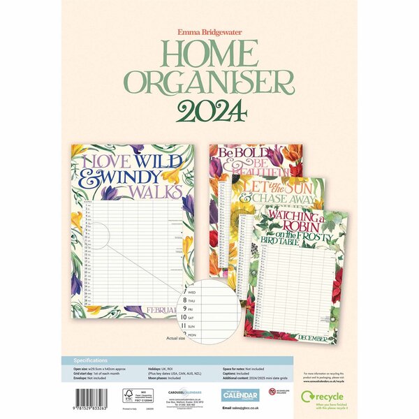 Emma Bridgewater 2024 Wall Home Organiser Paper Tiger
