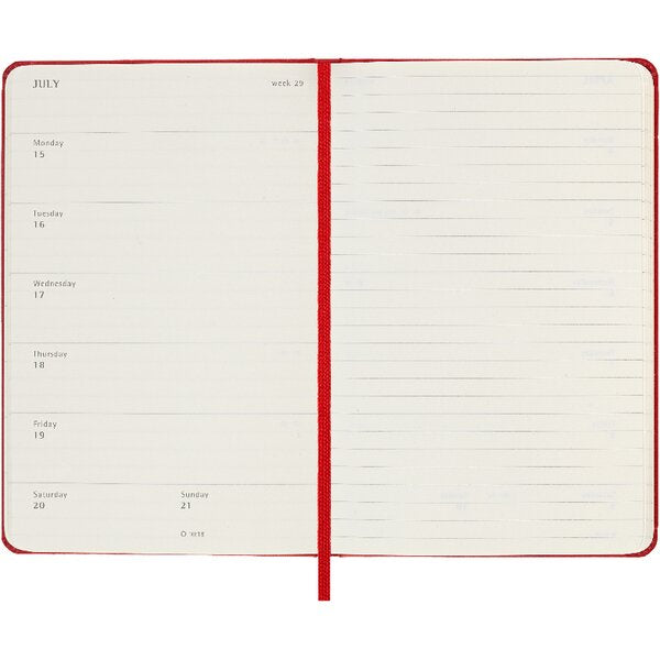 Moleskine 2025 Weekly Planner Pocket Hardcover Red Paper Tiger