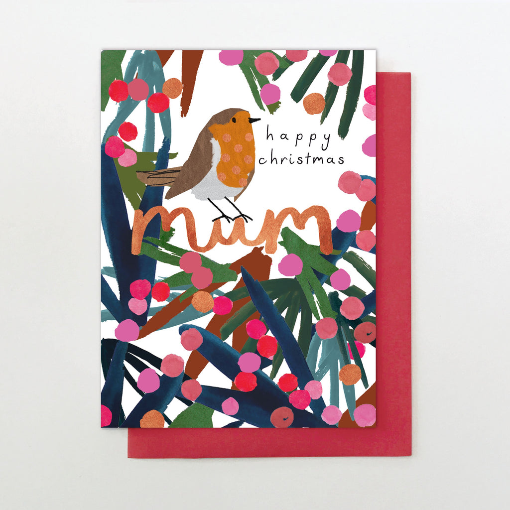 Happy Christmas Mum Robin Card