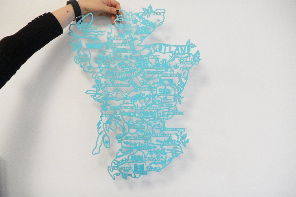 Lasercut A4 Scotland Map in Tube - Blue