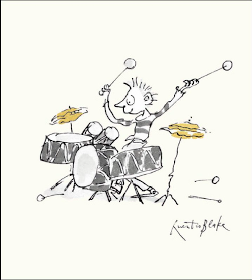 Playing Drum Quentin Blake Card
