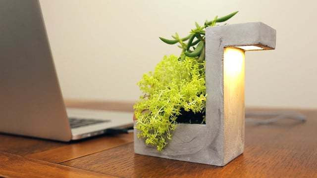 Concrete Desk Lamp With Planter