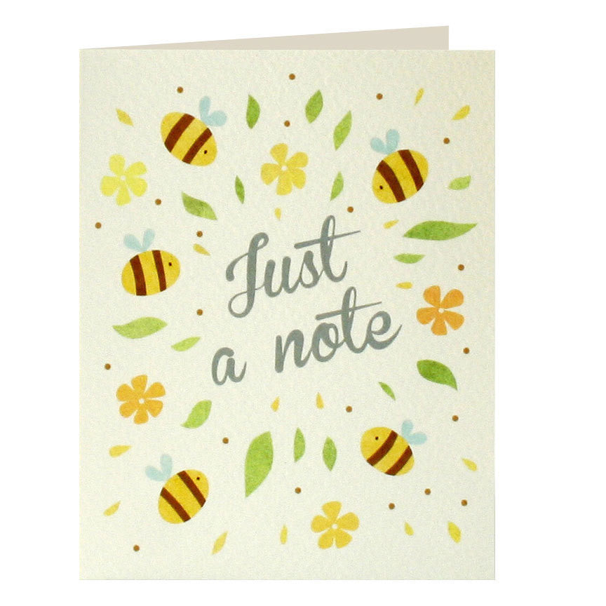 Pack of 5 Mini Notecards Bees Just A Note