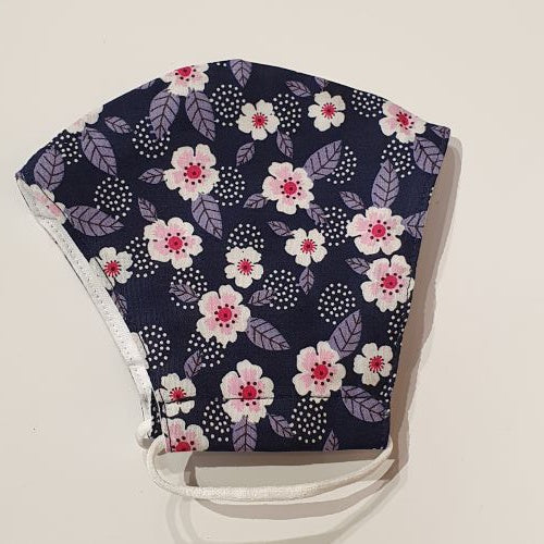 Dark Blue Floral Face Mask
