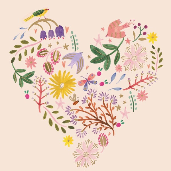 Flowers & Wildlife Heart Card