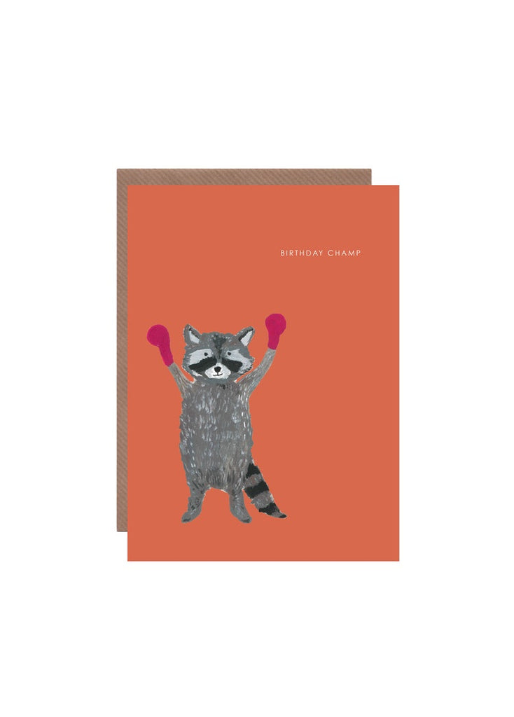 Raccoon Champ Birthday Card