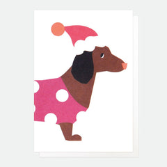 Merry Christmas Neon Sausage Dog Pack of 5 Cards