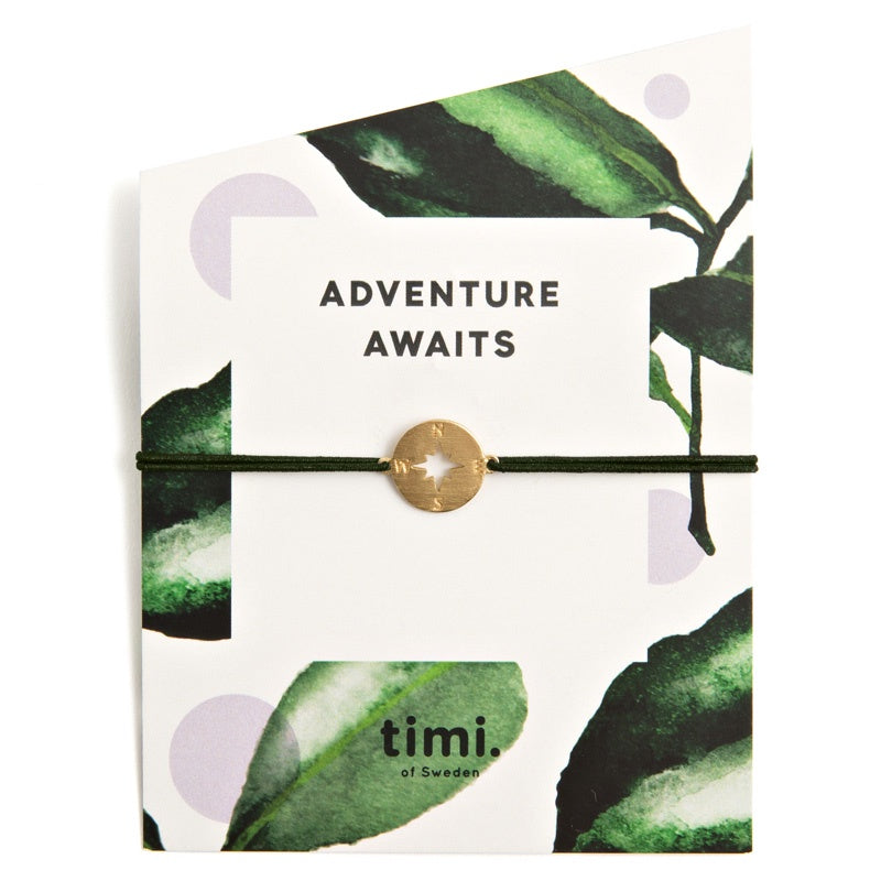 Adventure Awaits Gold Compass Stretch Bracelet