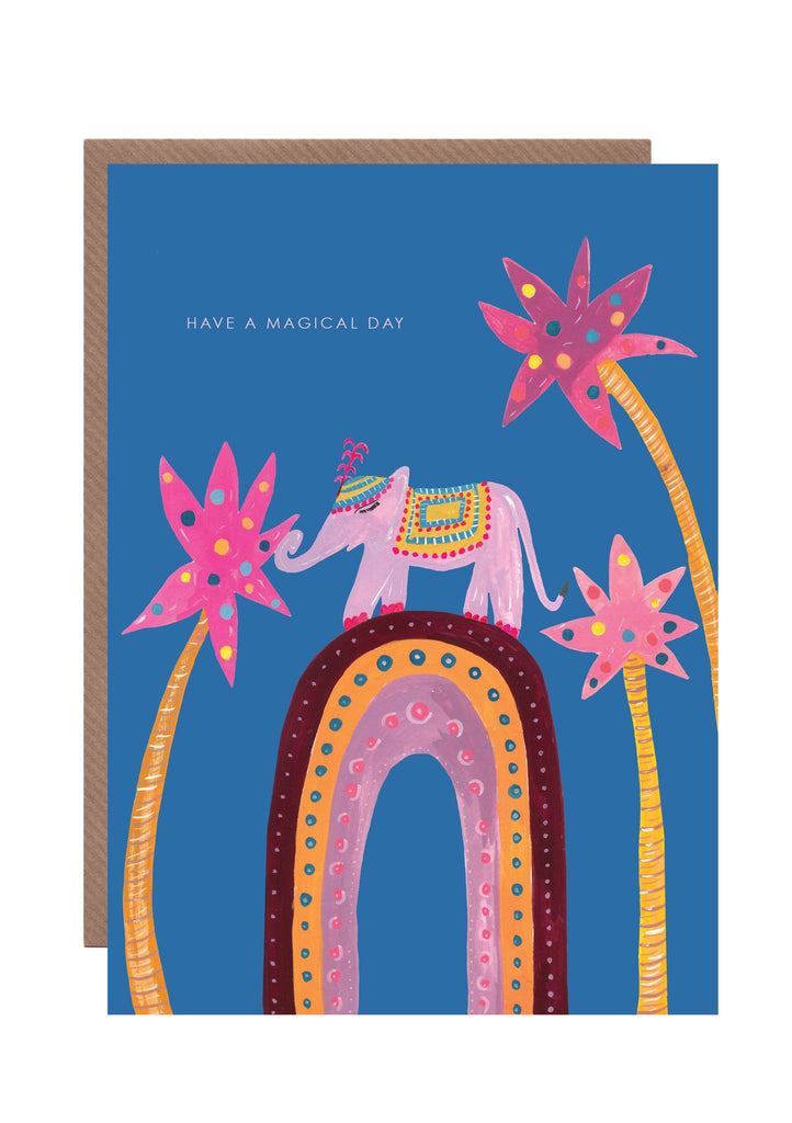 Have a Magical Day Elephant Rainbow Card