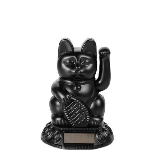Lucky Cat Solar Waving Black