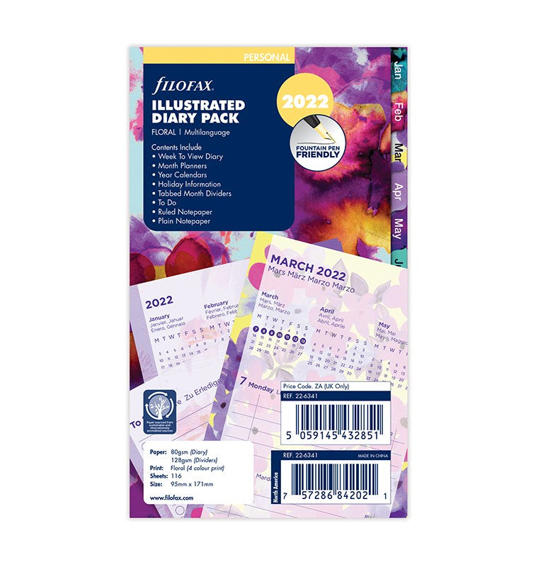 2022 Filofax Pocket Week To View Floral Diary Pack