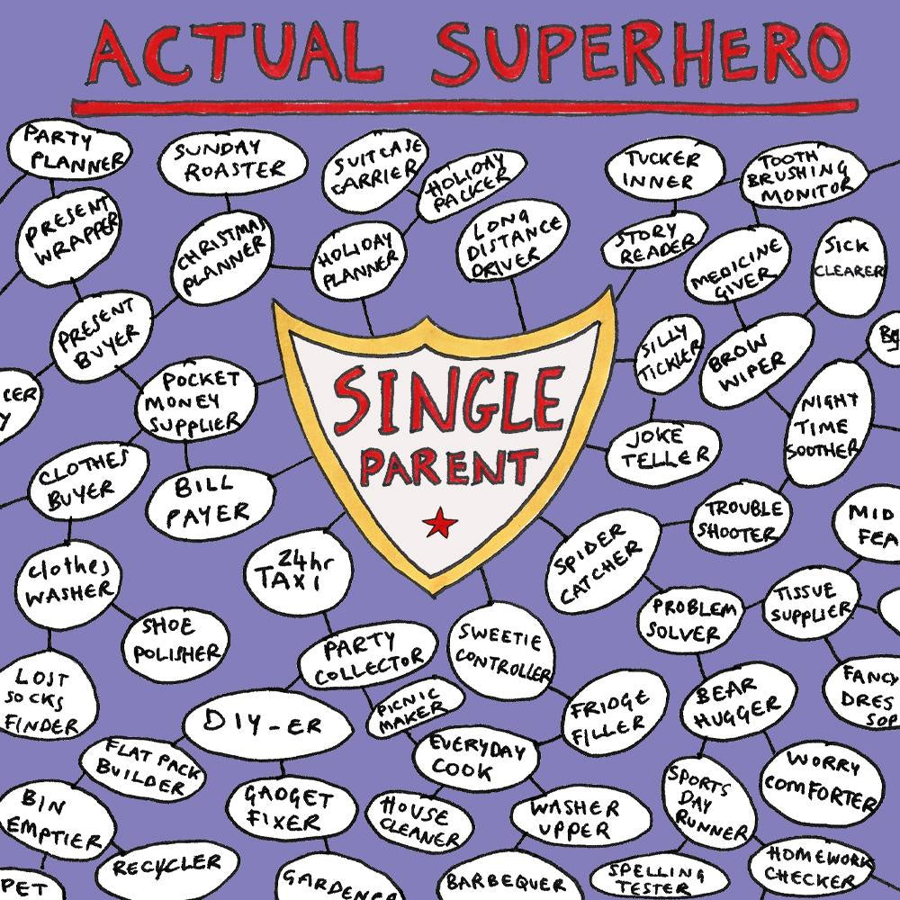Single Parent Actual Superhero Card