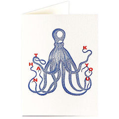 Blue Octopus Thank You Card