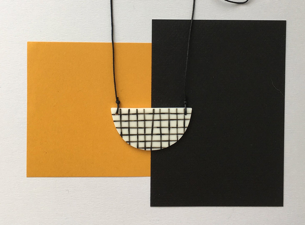 Semi-Circle Necklace Grid with Green Cord