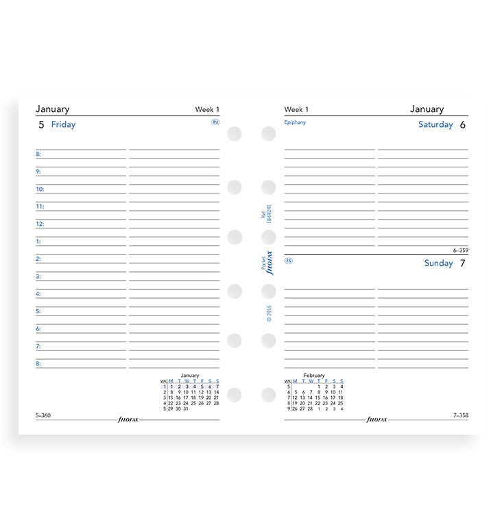 2022 Filofax Pocket One Day On A Page Refill