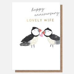 Happy Anniversary Lovely Wife Puffin Card
