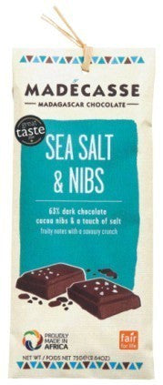 Madécasse Sea Salt & Cocoa Nibs 63% Dark Chocolate Bar