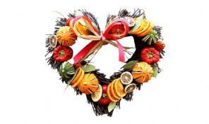 Small Dried Fruit Twig Heart Wreath