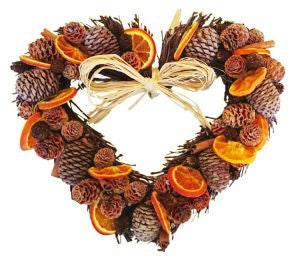 Orange and Cone Twig Heart - 48cm