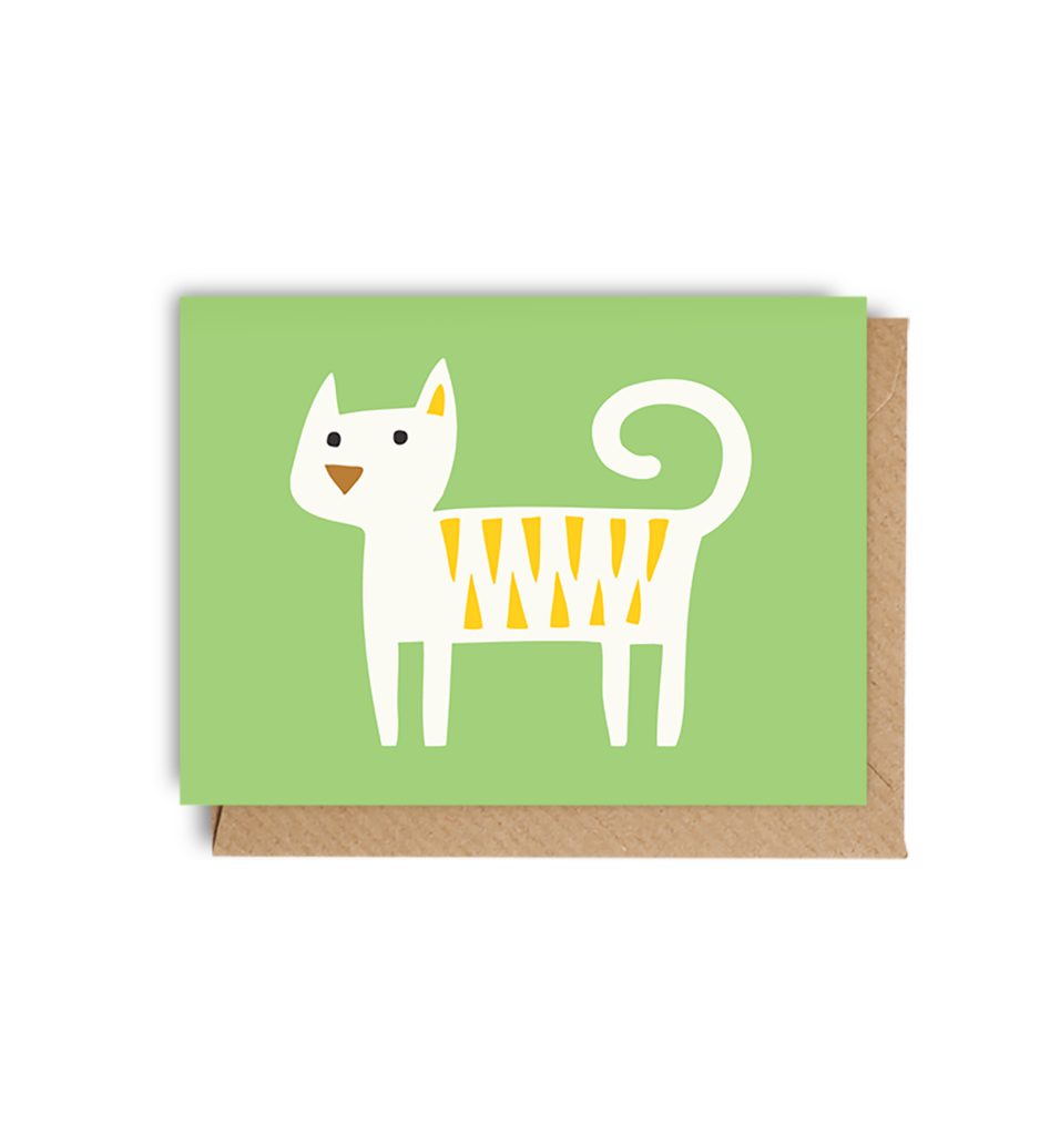 Green and Yellow Cat Mini Card