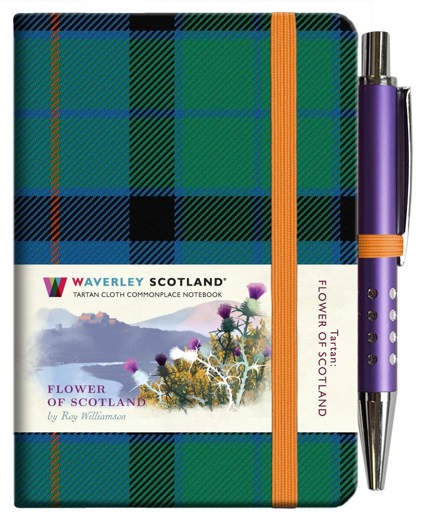 Mini Tartan Notebook With Pen - Flower Of Scotland
