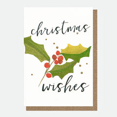 Christmas Wishes Holly Pack of Ten Christmas Cards