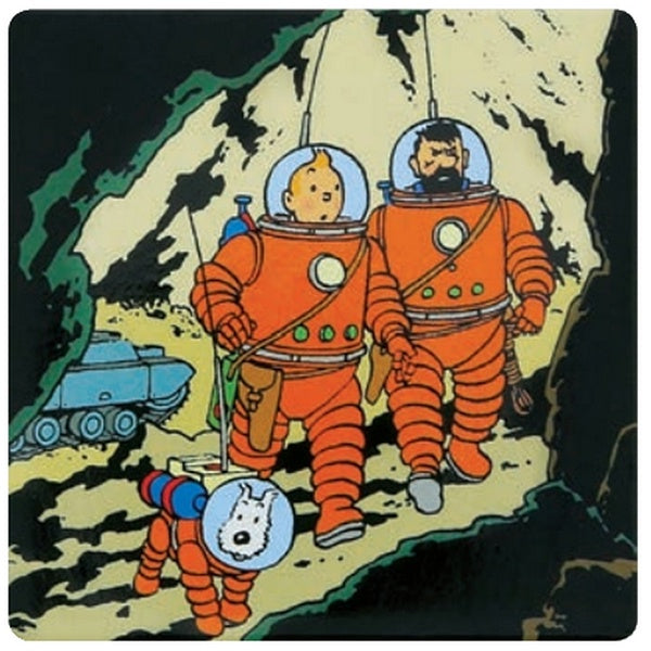Tintin, Haddock and Snowy Moon Magnet Squared
