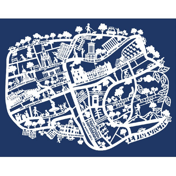 Lasercut A4 Edinburgh -White On Navy