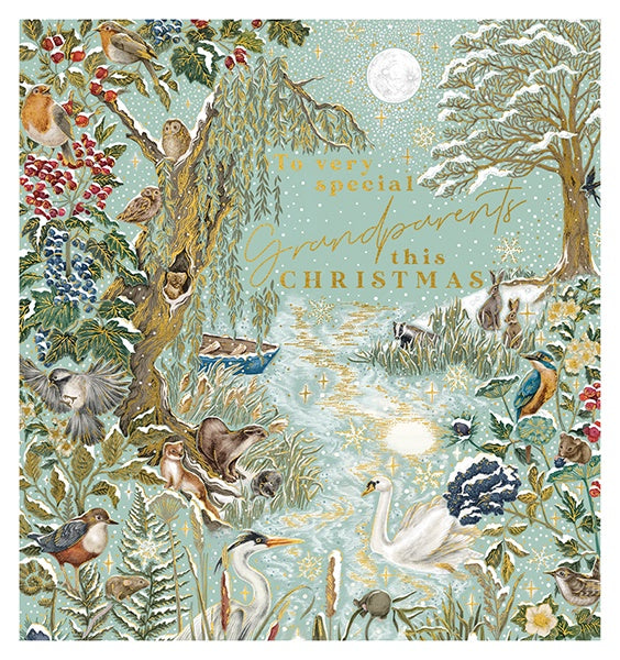 To Very Special Grandparents Frosted River Christmas Card