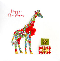 Fabric Giraffe Christmas Card