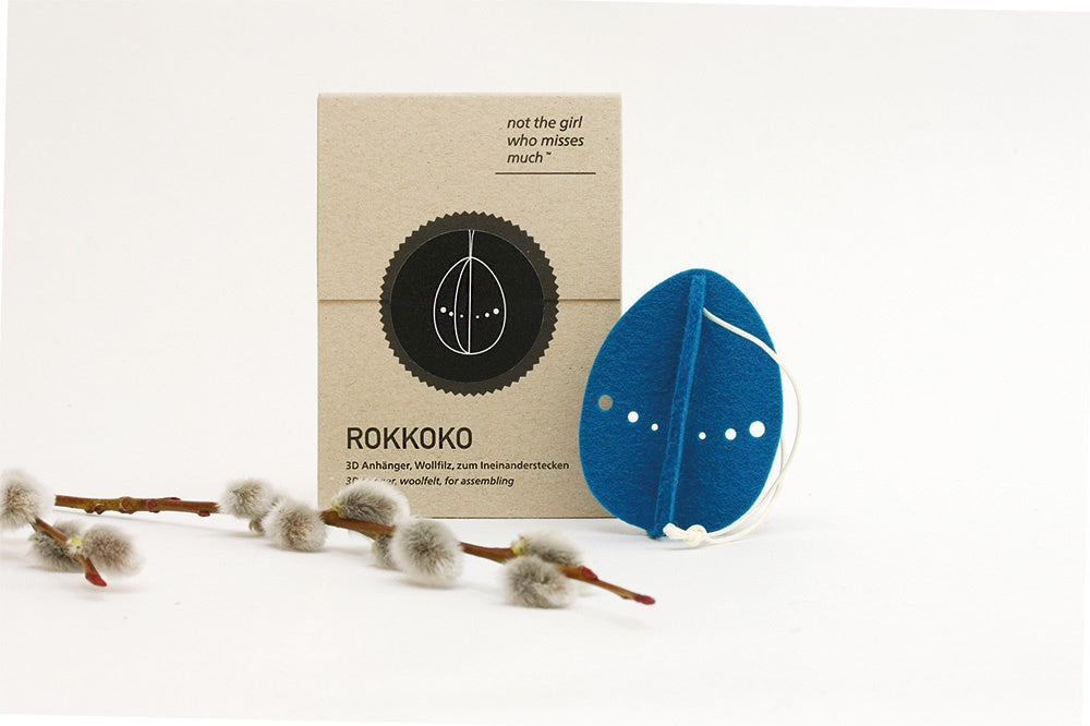 Petrol Blue Felt Hanging Egg Decoration