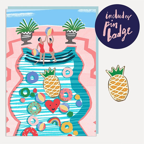 Pool Party Enamel Pin Badge Card