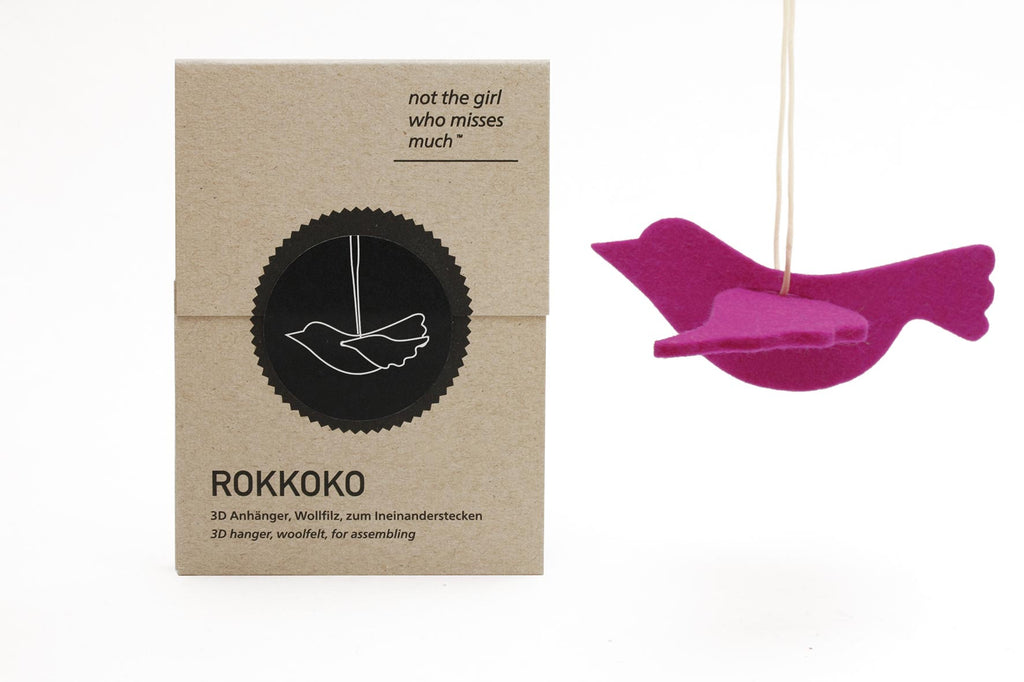 Pink Felt Hanging Bird Decoration