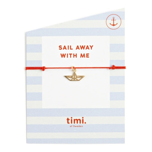 Sail Away With Me Gold Origami Boat Stretch Bracelet