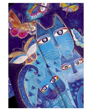 Blue Cats and Butterflies 2018 Weekly Verso Format Midi Diary