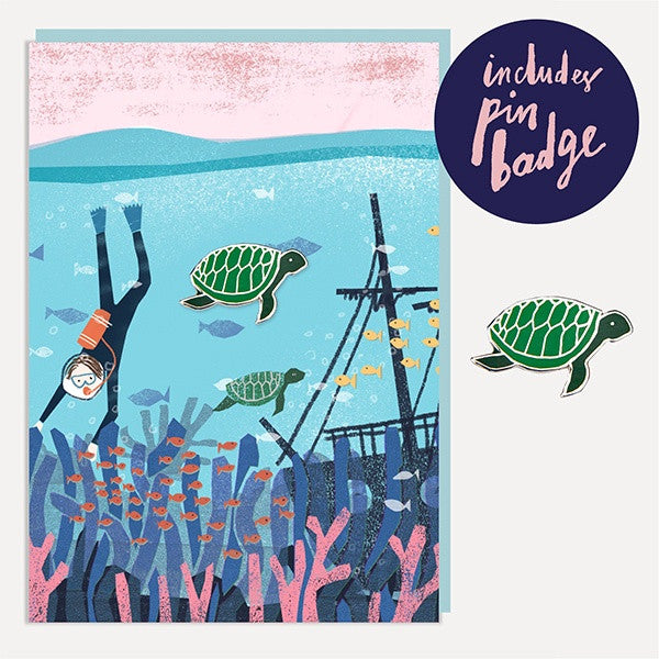 Coral Diving Enamel Pin Badge Card