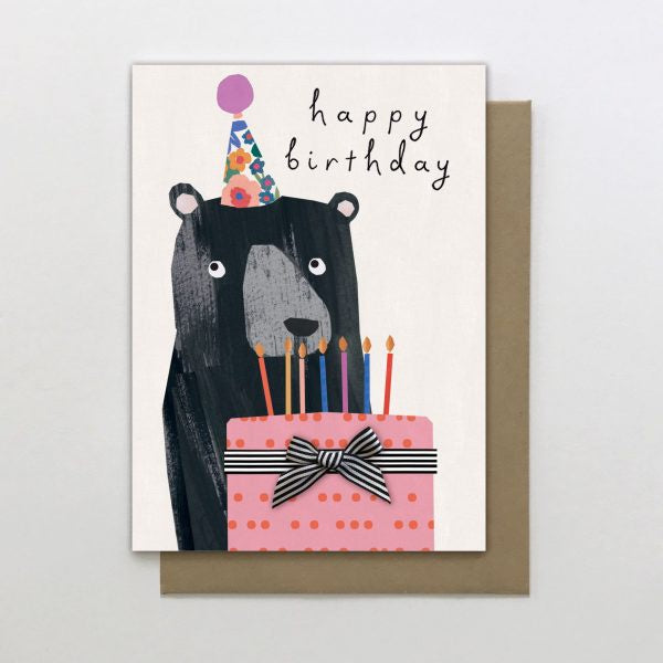 Happy Birthday Bear with Cake Card