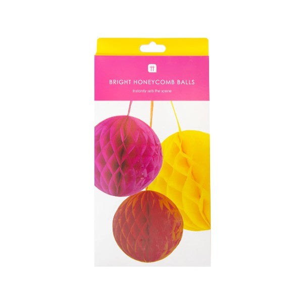 Bright Paper Honeycomb Decorations Set of 3