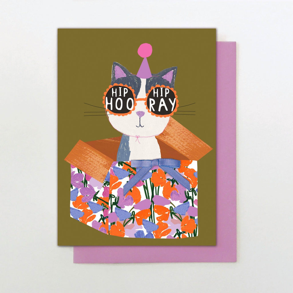 Hip Hip Hooray Cat in a Box Card