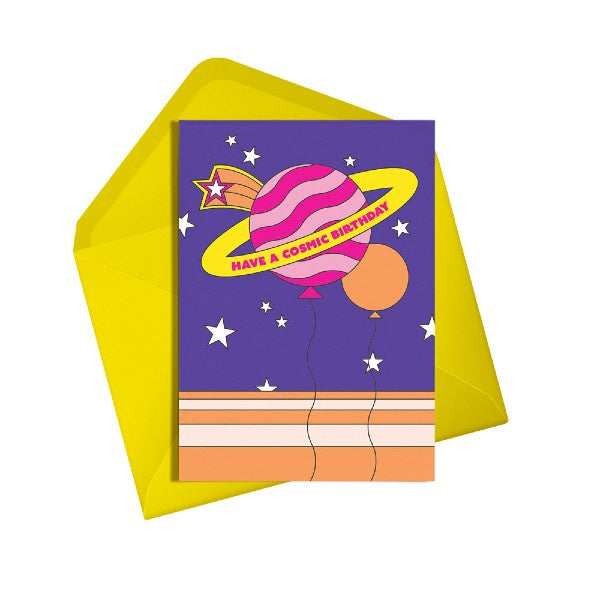 Have a Cosmic Birthday Saturn Card