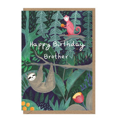 Happy Birthday Brother Sloth and Monkey Card